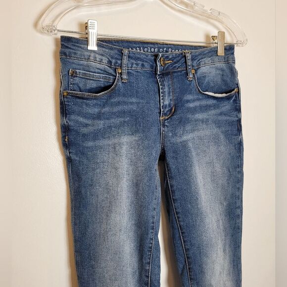Articles of Society Jeans Tapered Leg Blue Jean Acid Wash Medium Low Rise Size 4 - Picture 2 of 8